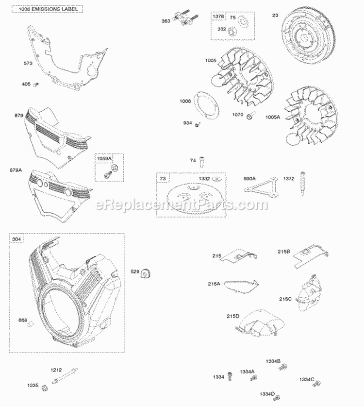 Blower Housing Air Guides Flywheel Back Plate Diagram and Parts List for 614277-0001-G1  Briggs and Stratton Engine
